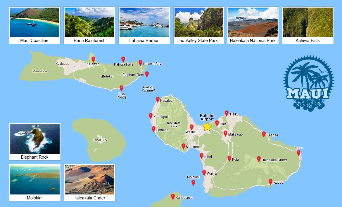Maui map and landmarks