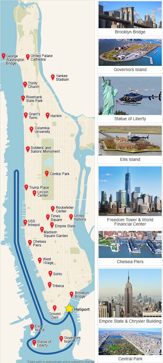 Map of Helicopter Flight New York