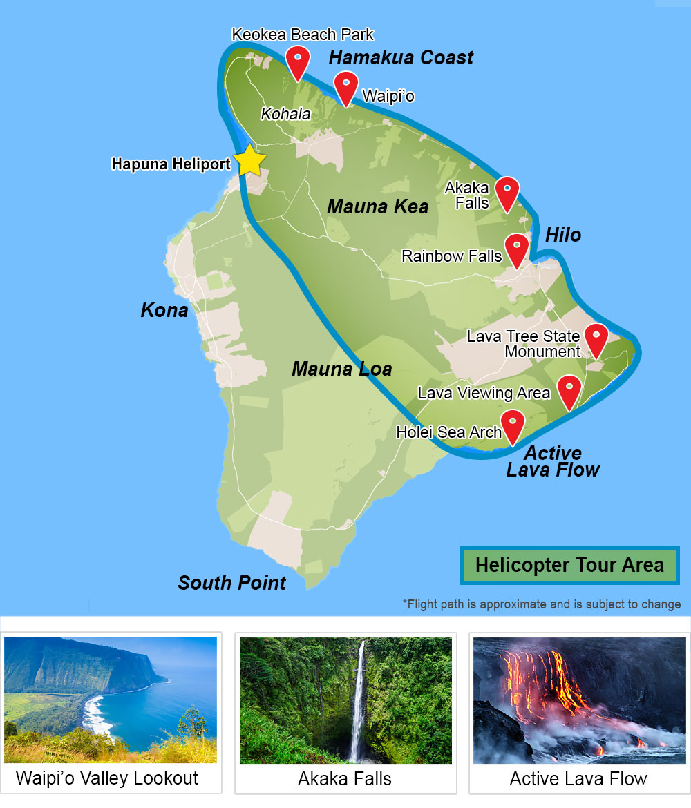 Map of helicopter tour