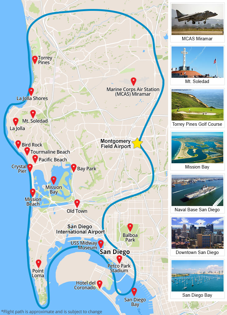 Helicopter Tour San Diego map
