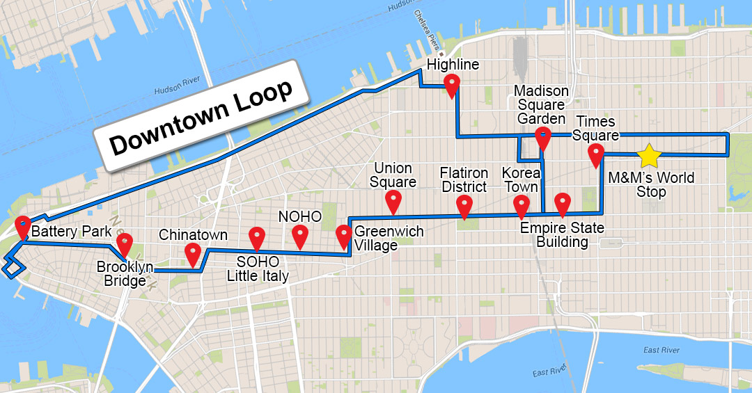 Downtown Tour map